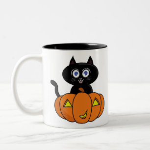 Cute Black Cat Halloween Two-Tone Coffee Mug