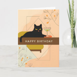 Cute Black Cat Happy Birthday Card
