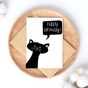 Cute Black Cat - Happy Birthday Postcard