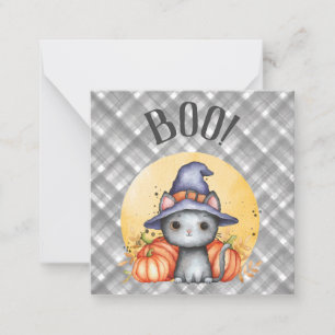 Cute Black Cat Happy Halloween Card