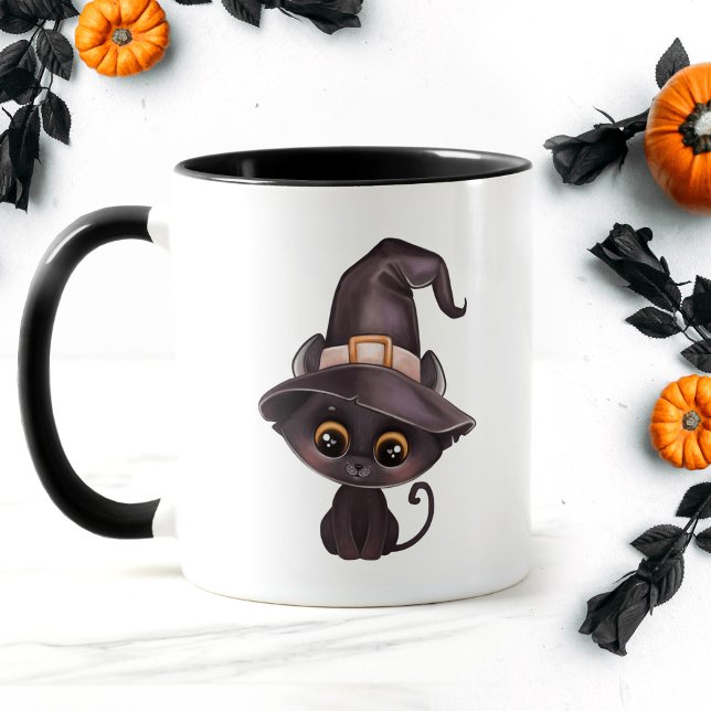 Cute black cat Happy Halloween carved pumpkin Mug (Creator Uploaded)