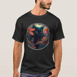Cute Black Cat Hiding in Spring Flowers Aesthetic  T-Shirt