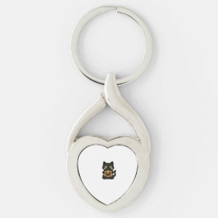 Cute Black Cat Holding Jack O Lantern Pumpkin � Ka Key Ring