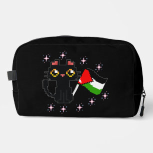 cute black cat holds Palestine flag Dopp Kit