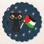 cute black cat holds Palestine flag Paper Coaster<br><div class="desc">This cute black cat holds Palestine flag pixels graphic design tee shirt is a great gift idea for Palestinians, Palestine lovers, Gen Z Pro-Palestinian, University protest support liberation of Palestine, and Middle East, water jug Revolution, Antifascism College Protests Students or, any family member who supporters cease fire now in Gaza,...</div>