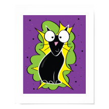 Cute Black Cat Illustration - Kids Animal Art