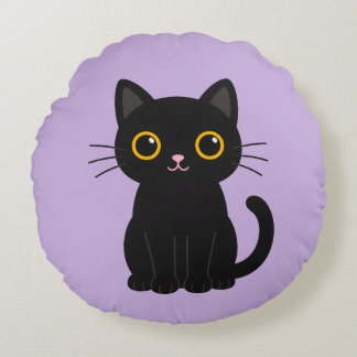 Cute Black Cat Illustration Pillow & Wall Art Desi