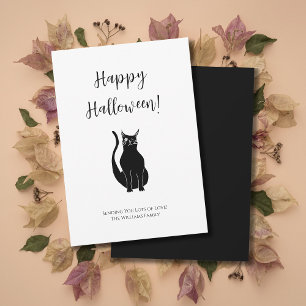 Cute Black Cat Illustration Simple Halloween Holiday Card