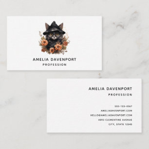 Cute Black Cat in a Witch's Hat Business Card