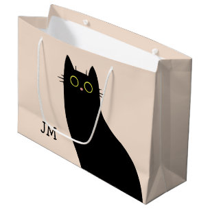 Cute black cat in Mid Century style Large Gift Bag