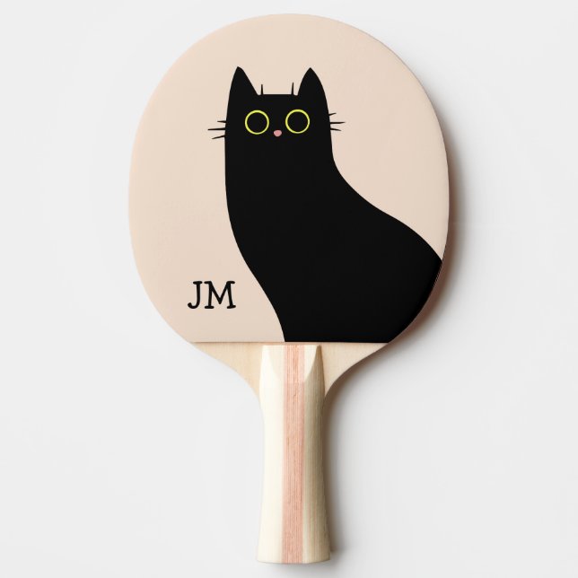 Cute black cat in Mid Century style Ping Pong Paddle (Front)