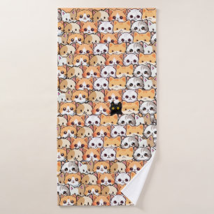 Cute black cat in orange cats pet Seamless Pattern Bath Towel