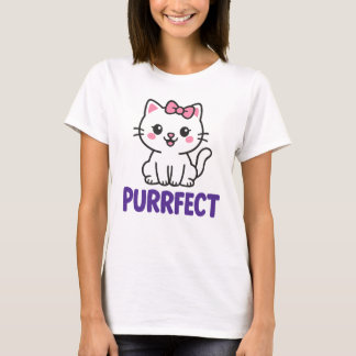 Cute Black Cat in Pink Dress – PURRFECT T-Shirt
