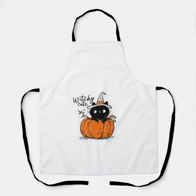 Cute black cat in pumpkin with witch hat Classic T Apron (Front)