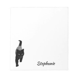 Cute Black Cat in the Snow Personalised Name Notepad