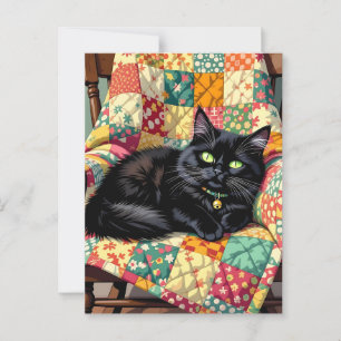 Cute Black Cat   Keeping in Touch Postcard