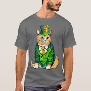 Cute Black Cat Leprechaun Hat Funny Irish St Patri T-Shirt