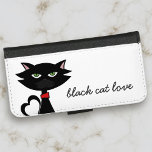 Cute Black Cat Love White Samsung Galaxy S5 Wallet Case<br><div class="desc">My little black cat loves dual purpose things such as a mouse that is both a toy and a snack so she really likes this wallet and phone case in one. You can add the name of your cat (or even yours)</div>