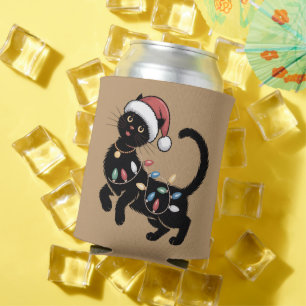 Cute Black Cat Lover Christmas Mum Gift Holiday    Can Cooler
