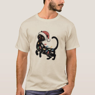 Cute Black Cat Lover Christmas Mum Gift Holiday T-Shirt