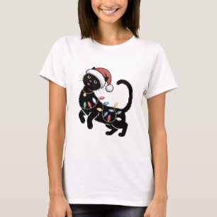 Cute Black Cat Lover Christmas Mum Gift Holiday T-Shirt