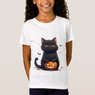 Cute Black Cat Magic Halloween Theme 🎃 T-Shirt