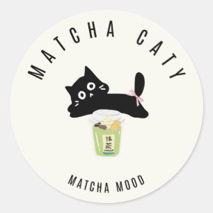 Cute Black Cat Matcha Sticker Matcha Caty