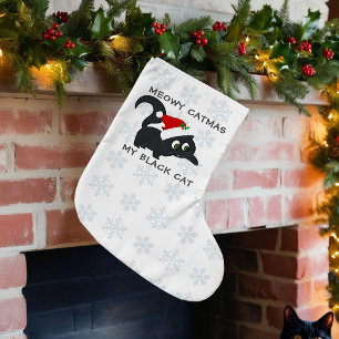 Cute Black Cat Meowy Catmas Pet Christmas Stocking