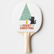Cute Black Cat Merry Christmas Tree Holiday