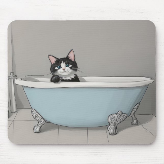 Cute Black Cat Mouse Mat (Front)