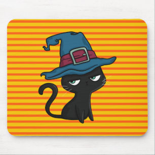 Cute black cat mouse mat