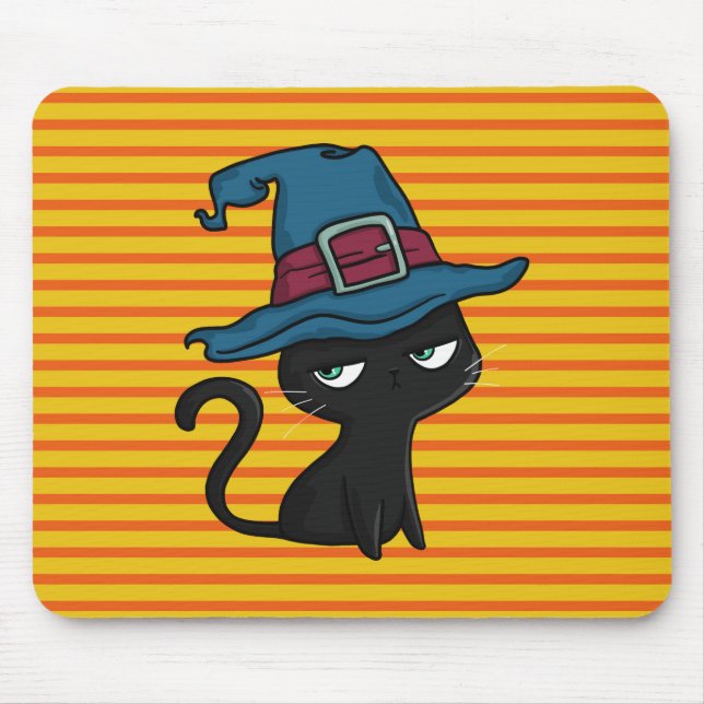Cute black cat mouse mat (Front)