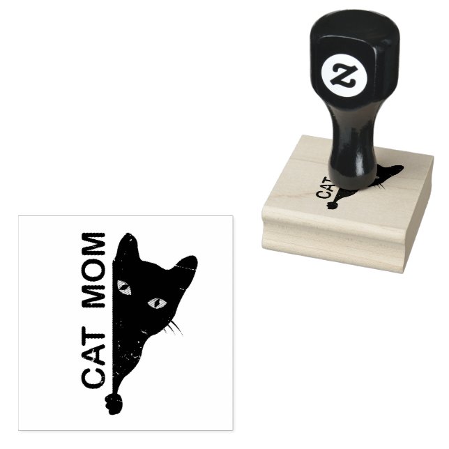 Cute Black Cat Mum Rubber Stamp (Stamped)