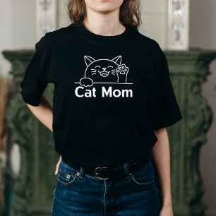 Cute Black Cat Mum Simple Funny womens cat lover T-Shirt