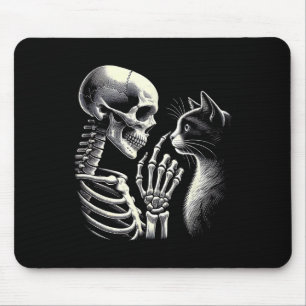 Cute Black Cat Nose Skeleton Hand Funny Halloween Mouse Mat