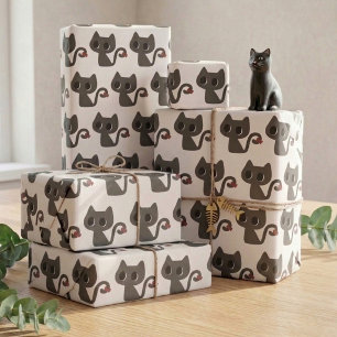 Cute Black Cat Pattern Birthday Gift for Cat Lover Wrapping Paper