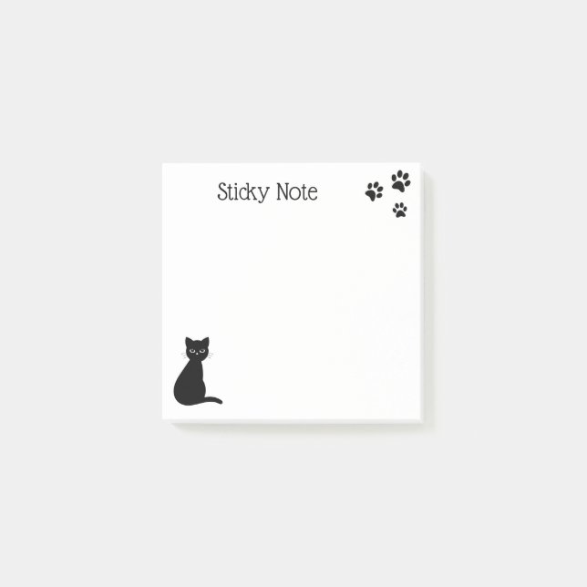 Cute Black Cat Paws Custom Text Post-it Notes (Front)