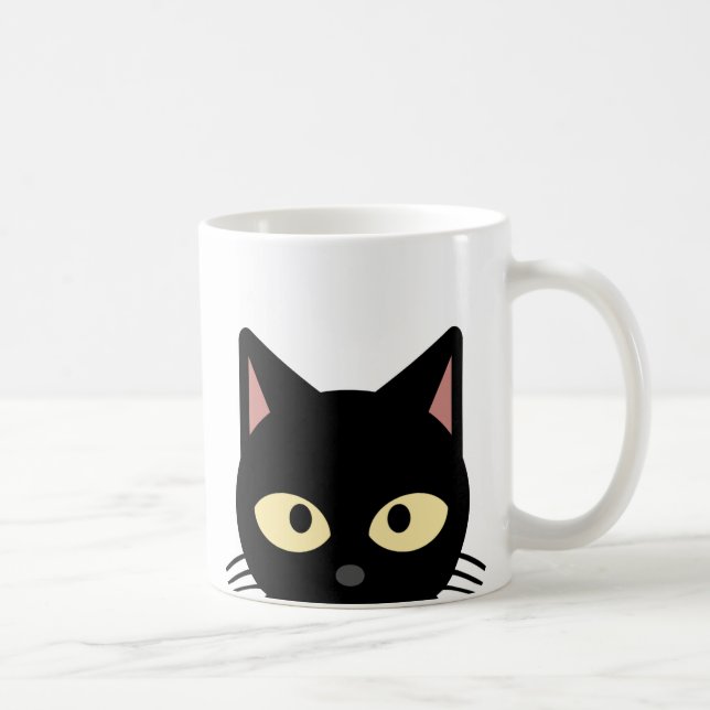 CUTE BLACK CAT PEEKING COFFEE MUGS (Right)