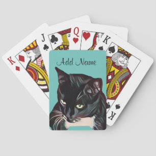 Cute Black Cat Personalised Playing Cards