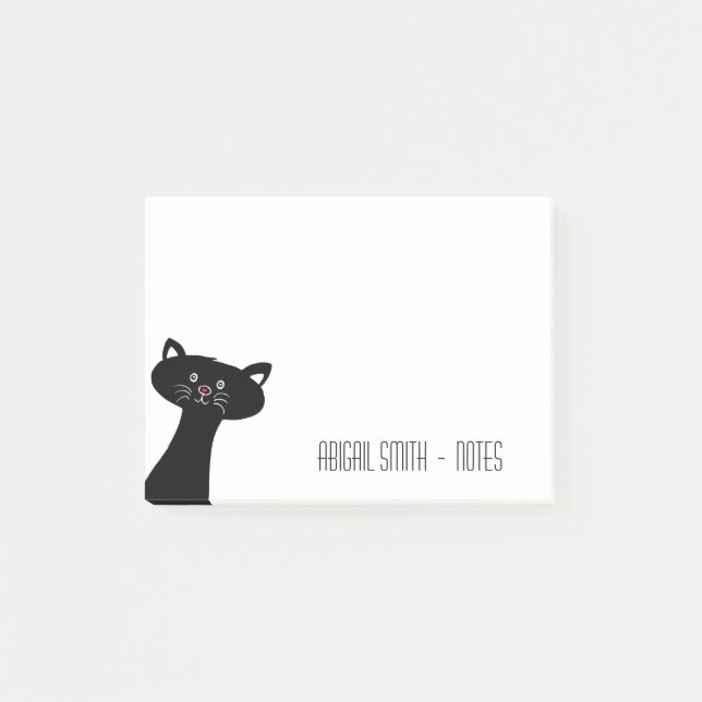 Cute Black Cat Personalised Post-it® Notes 4 x 3 (Front)