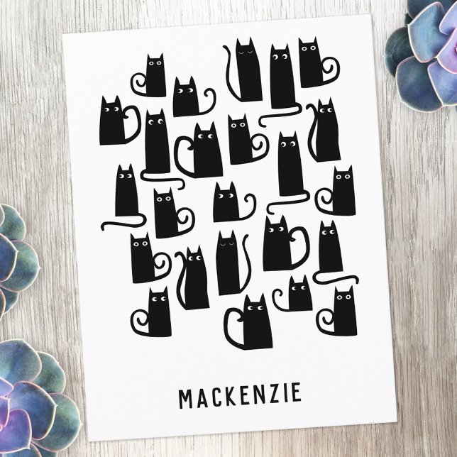 Cute Black Cat Personalised Postcard (Fun black cat personalized postcard)