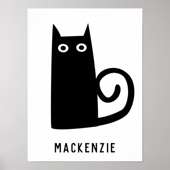Cute Black Cat Personalised Poster (Front)