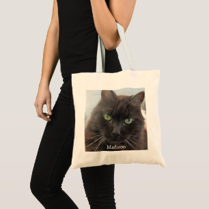 Cute Black Cat Photo Personalised  Tote Bag