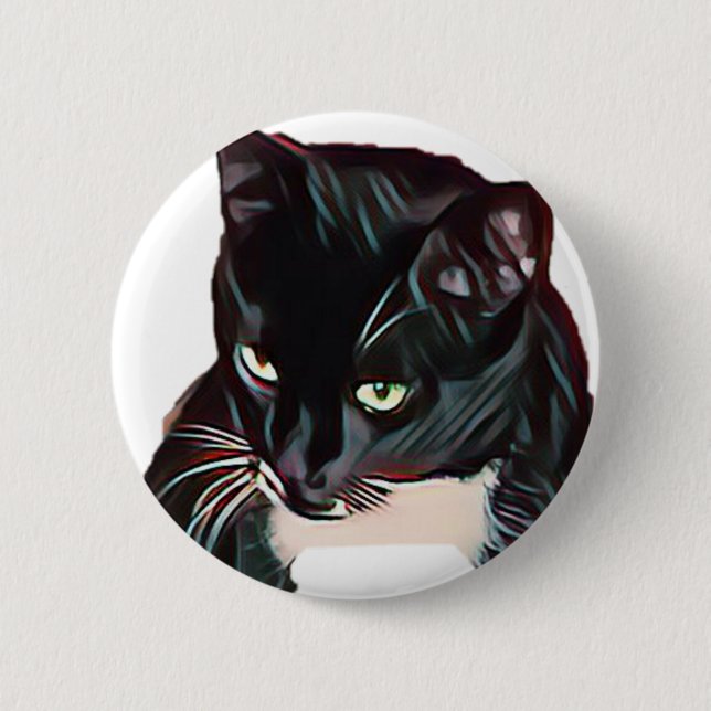 Cute Black Cat Pinback Button (Front)
