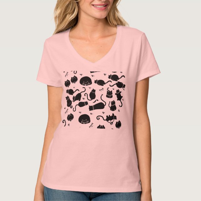 Cute Black Cat Pink Personalised Crop Top (Front)