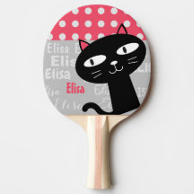 Cute Black Cat Pink Polka Dots Add Your Name