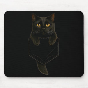 Cute Black Cat Pocket Funny Gifts Cat Mum Cat Dad Mouse Mat
