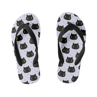 Cute Black Cat Polka Dot Pattern Kid's Flip Flops