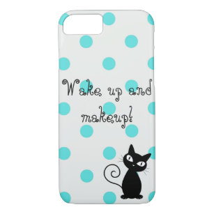 Cute Black Cat,Polka Dots-Wake up and makeup! Case-Mate iPhone Case