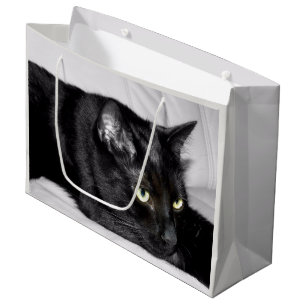 Cute Black Cat Portrait Large Gift Bag